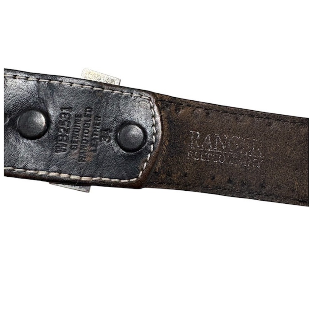 Ranger Belt Co Western Leather Belt Women's 34" Calf Hair Hide, Heart Buckle - Picture 6 of 7